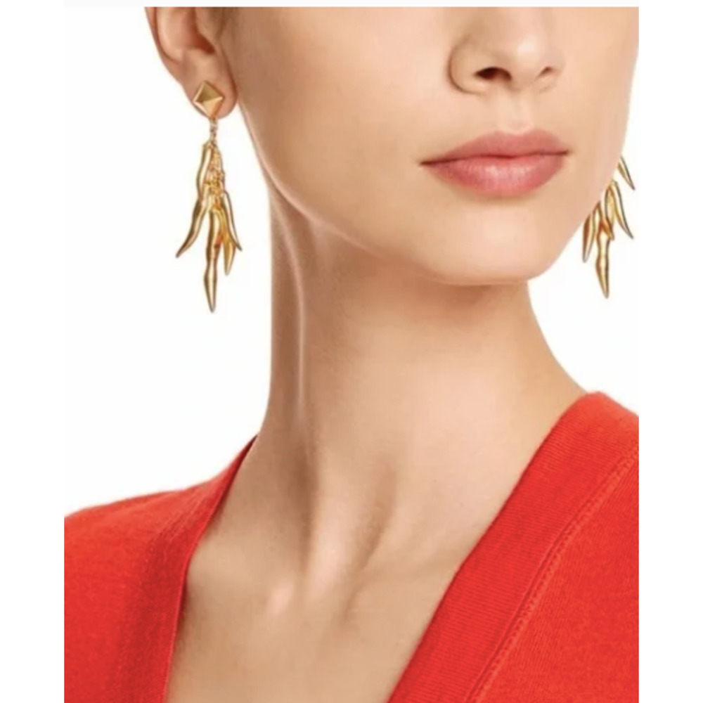$195 NEW TORY BURCH GOLD CHILI PEPPER DANGLE EARRINGS RARE!